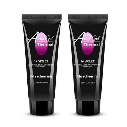스위스녹스 셀프 네일 인조 손톱 연장 재료 온도 열 반응 폴리젤 15ml, 2개, 바이올렛