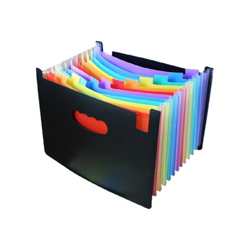 레인보우 아코디언파일 13칸 A4, 블랙 무지개, 1개