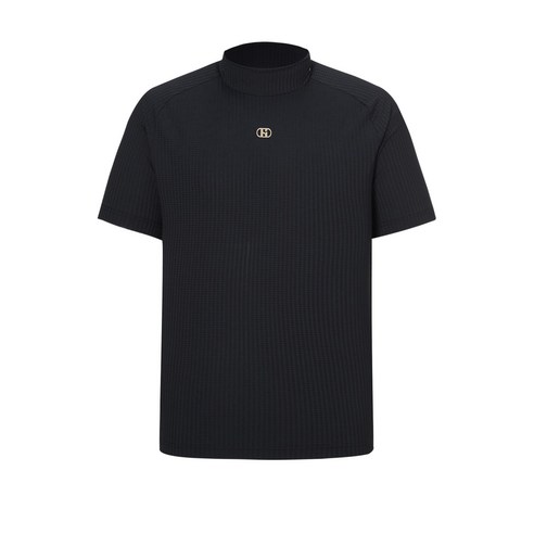 헤지스골프 남성용 PREMIUM TEXTURE 사각조직감 루즈핏 하이넥 반팔 티셔츠