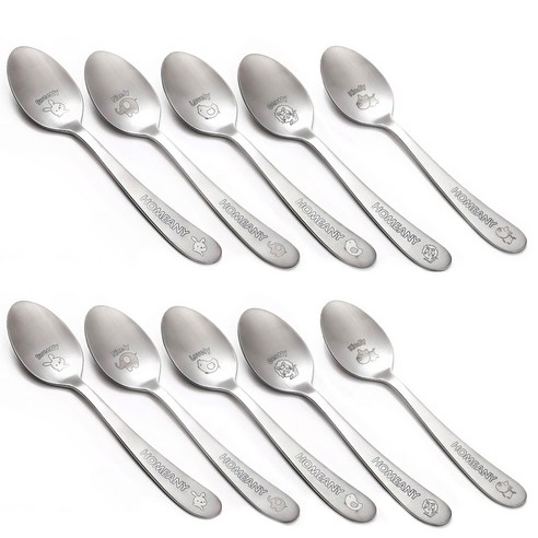 홈애니 어린이 스푼 5종 세트, 토끼, 코끼리, 병아리, 사자, 돼지, 2세트