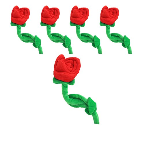 프랑온드 패브릭 장미 철사 꼬임 인형 5p, 레드, 32cm