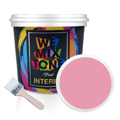 WEMIXTONE 내부용 INTERIOR 수성 페인트 1L + 붓, WMT0537P01 + 랜덤 발송, 1세트
