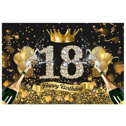 셀레네 블랙골드 샴페인 생일파티 배너, A05