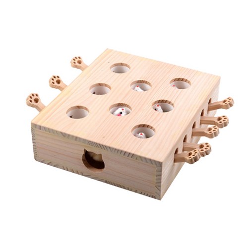 고양이 두더지잡기 양면 장난감 8홀 33.5 x 20.2 x 10 cm, 네추럴, 1개