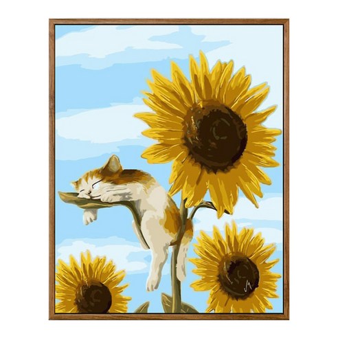 순잠 깜찍 모던 수채화 유채화 개릭터 그림그리기 DIY 세트 40 x 50 x 1.6 cm, 10 썬 플라워 캣, 1개
