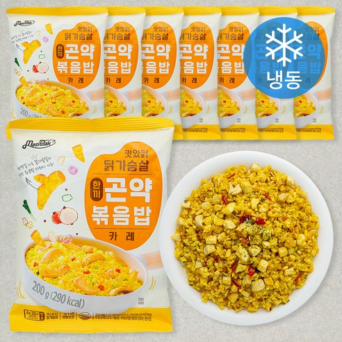 맛있닭 닭가슴살 한끼곤약 볶음밥 파우치 카레 (냉동), 8팩, 200g