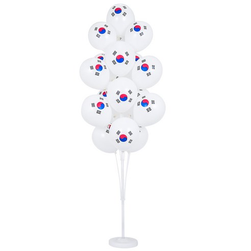 파티쇼 태극기 인쇄풍선 20p + 풍선꽂이 장식 160cm 19p 세트, 혼합색상, 1세트