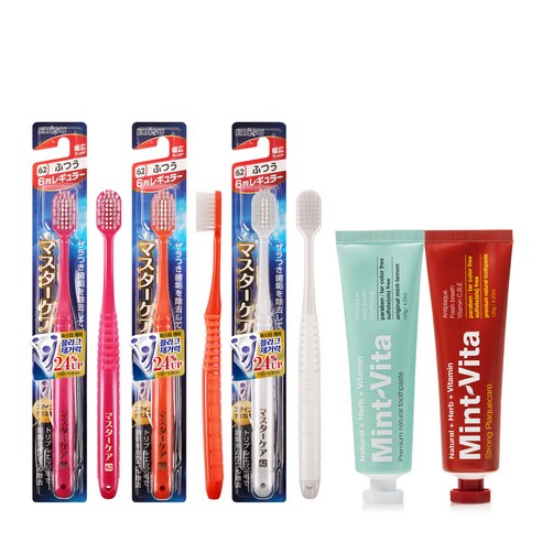 EBISU 마스터케어 칫솔 랜덤발송 3p + 오리지널 민트비타치약 120g + 스트롱 민트비타치약 120g 세트, 1세트