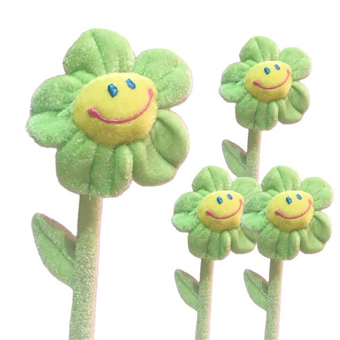 프랑온드 스마일 인형 꽃다발 4p, 60cm, 연두색 꽃