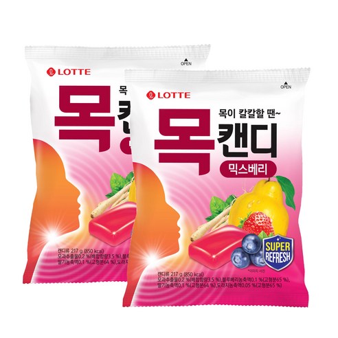롯데제과 목캔디 믹스베리, 2개, 217g