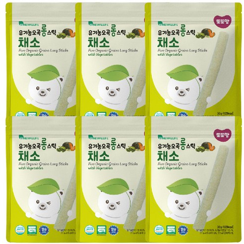 또또맘 유기농 오곡 롱스틱 30g, 6개, 채소