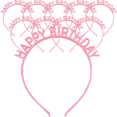 아리코 BIRTHDAY 레터링 심플 머리띠, 핑크, 10개