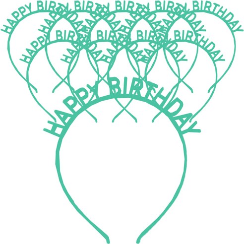 아리코 BIRTHDAY 레터링 심플 머리띠, 민트, 10개