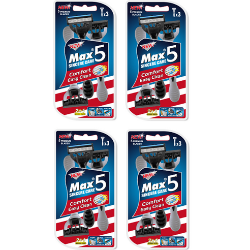 드위트리 NEW MAX 5단 일회용 면도기, 3개입, 4개