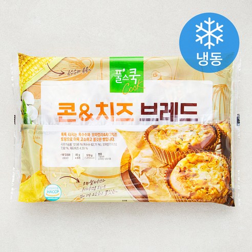 풀무원 풀스쿡 콘 & 치즈 브레드 6입 (냉동), 510g, 1개