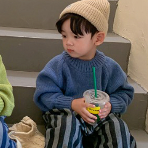 오렌지다몸 아동용 둥근목 니트