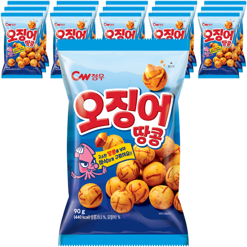 청우 오징어 땅콩 스낵 16p, 90g, 16개