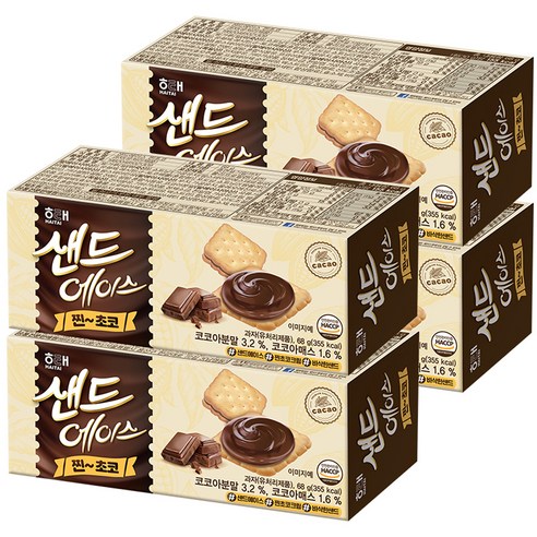 샌드에이스 찐초코 과자쿠키, 68g, 4개