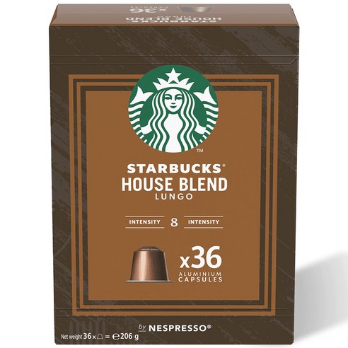 스타벅스 네스프레소 하우스 블렌드 룽고 빅팩 캡슐커피 206g, 5.7g, 36개입