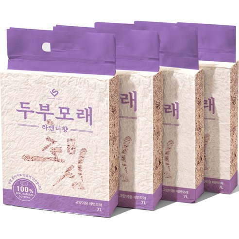 초심 고양이 두부모래 가는입자 라벤더향, 라벤더, 7L, 4개
