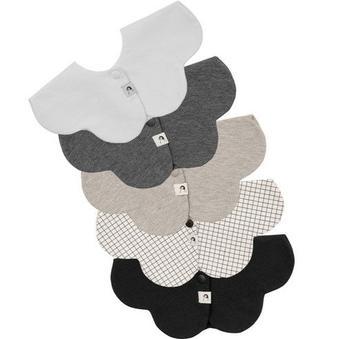 코니턱받이 5종, 아이보리 + 그레이 + 그리드 + 차콜 + 블랙, 1세트