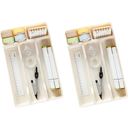 투명 모노톤 테이블 수납 문구 잡화 정리 펜 트레이, 2개, 아이보리 아크릴만년필수납함