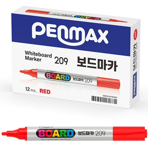 펜맥스 보드마카 209, 적색, 12개