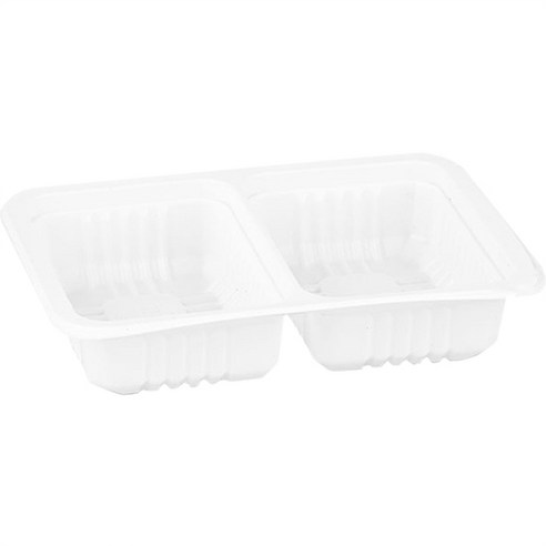 스완 도시락 일회용 실링 배달용기 백색 650ml 3호 2칸 19143, 1개, 100개입