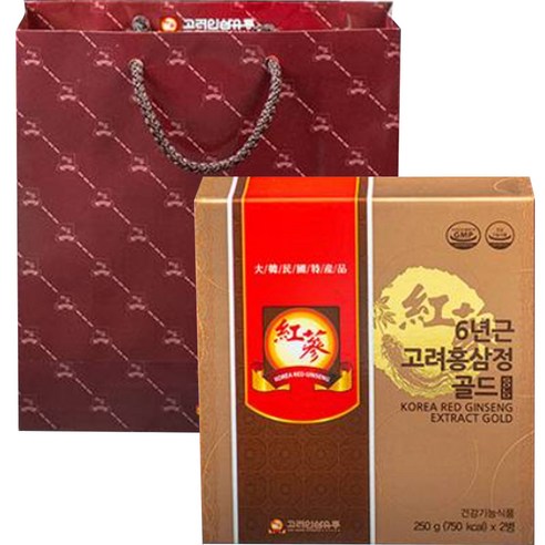 고려인삼유통 6년근 고려홍삼정 골드 2p + 쇼핑백, 2개, 500g
