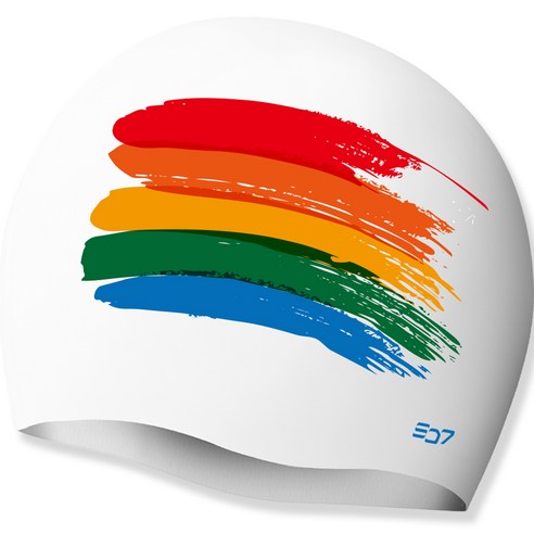 SD7 실리콘 레인보우 스윔 수영모 SGL-CA308, 화이트