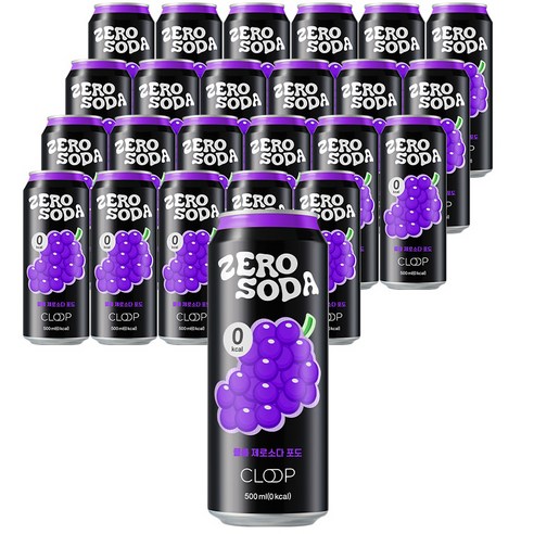 클룹 제로소다 탄산음료 포도, 24개, 500ml
