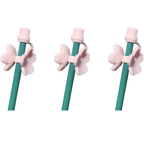 오달라 모아컵 디자인 실리콘 캐릭터 빨대 뚜껑 마개 캡 스토퍼, 3개, 2단핑크벚꽃