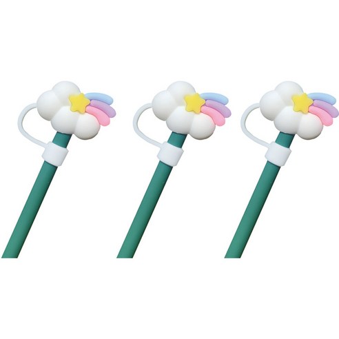 오달라 실리콘 빨대 마개, 3개, 유성우구름