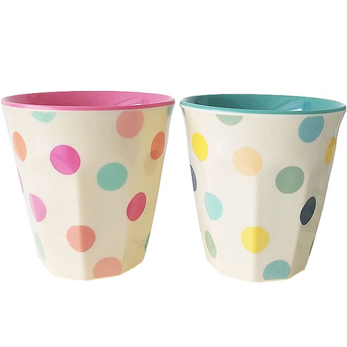 라이스 유아용 컵 소 2종 세트, 핑크도트, 그린도트, 1세트, 170ml