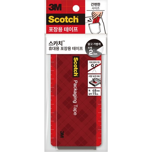 쓰리엠 스카치 휴대용 포장용 박스 테이프 48mm x 15m, 1개, 투명