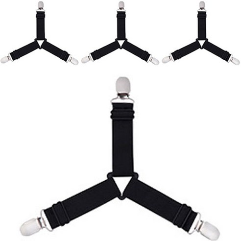 침대 시트 밀림방지 멜빵 고정 집게핀 4p, 블랙, 1개
