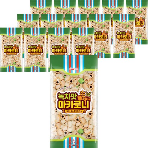 청우 녹차맛 마카로니 과자, 15개, 155g