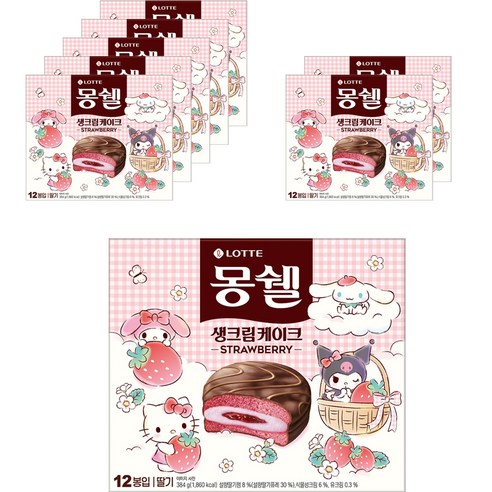몽쉘 딸기 생크림 케이크 12p, 384g, 8개