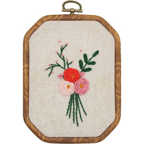 알로데 입체 플라워 팔각형 DIY 자수 패키지 15 x 11cm, 1개, A 005