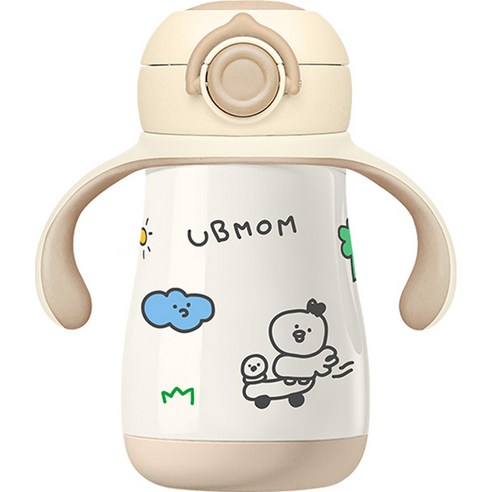 유비맘 유아용 트라이탄 데일리 원터치 빨대컵 260ml, 1개, 초코