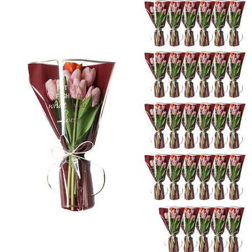 팬시픽스 심플 라인 꽃 포장지 L, 와인, 50개