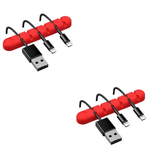유니버스팩토리 usb 선정리소품 컬러곰 6구, 레드, 2개