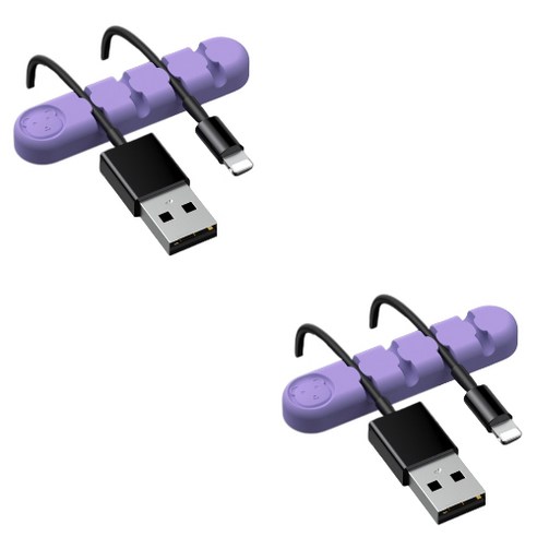 유니버스팩토리 usb 선정리소품 컬러곰 4구, 보라, 2개