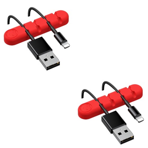 유니버스팩토리 usb 선정리소품 컬러곰 4구, 레드, 2개