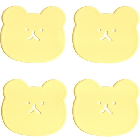 에이드엘 곰 실리콘 컵받침 4p, 라이트옐로우, 1세트