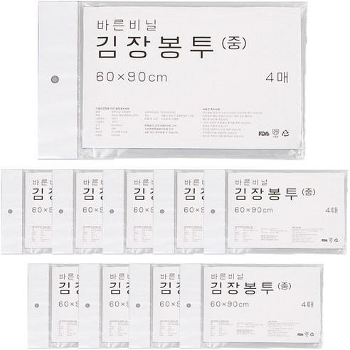 바른비닐 김장봉투 중 4p, 4개입, 10개