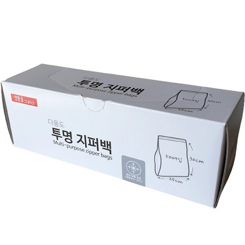 생활을그리다 다용도 투명 지퍼백 25 x 30 cm, 대, 50개입, 1개