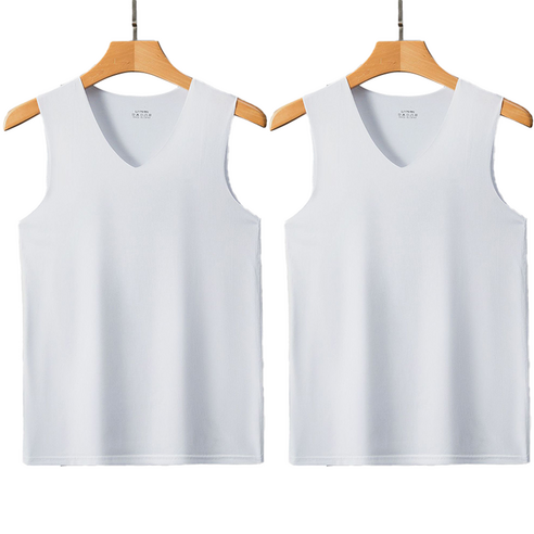 순잠 남성용 V넥 무지 나시티 2p