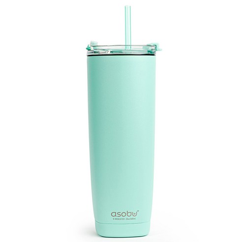 아소부 스텐 진공 보온보냉 빨대 텀블러 아쿠아리나, 민트, 600ml