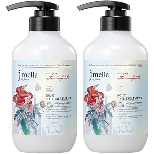 제이멜라 디즈니100 에디션 팜므파탈 헤어 트리트먼트 화이트 릴리향, 500ml, 2개